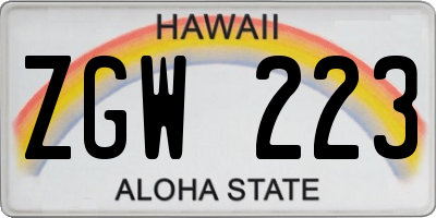 HI license plate ZGW223