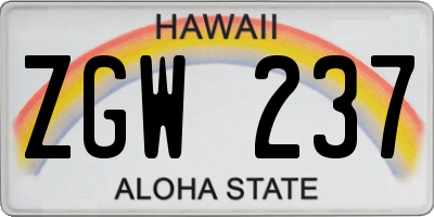HI license plate ZGW237
