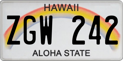 HI license plate ZGW242