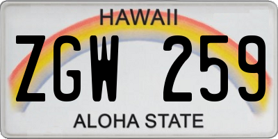 HI license plate ZGW259