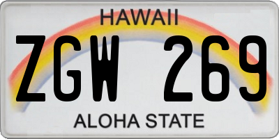 HI license plate ZGW269