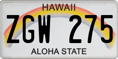HI license plate ZGW275