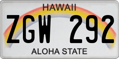 HI license plate ZGW292