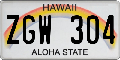HI license plate ZGW304