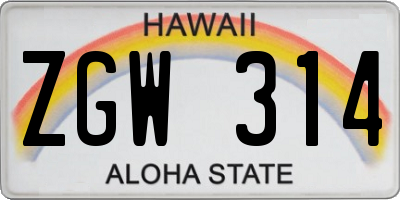 HI license plate ZGW314