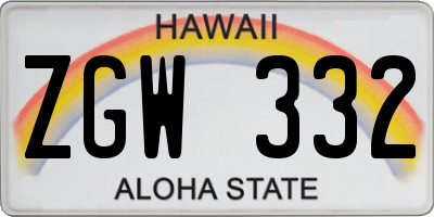 HI license plate ZGW332