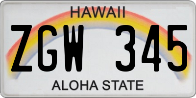 HI license plate ZGW345