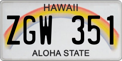 HI license plate ZGW351
