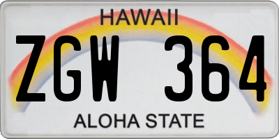 HI license plate ZGW364