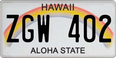 HI license plate ZGW402
