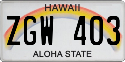 HI license plate ZGW403