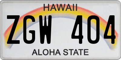 HI license plate ZGW404