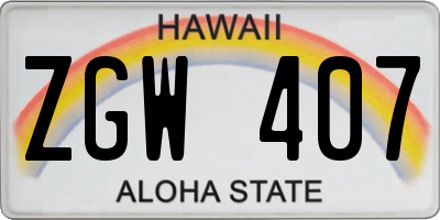 HI license plate ZGW407