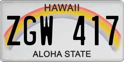 HI license plate ZGW417