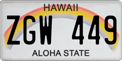HI license plate ZGW449