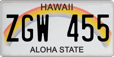 HI license plate ZGW455