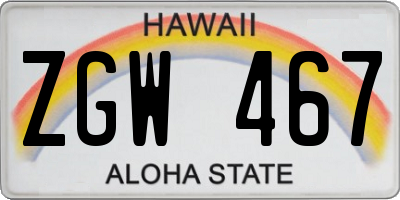 HI license plate ZGW467