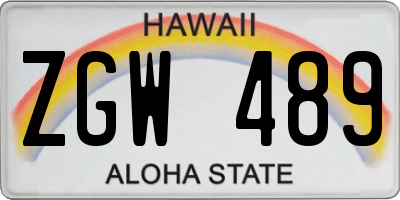 HI license plate ZGW489