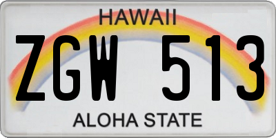 HI license plate ZGW513