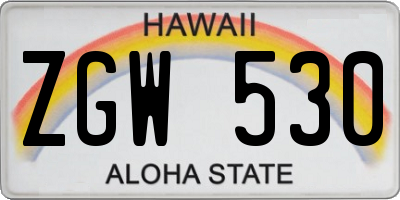 HI license plate ZGW530