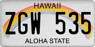 HI license plate ZGW535