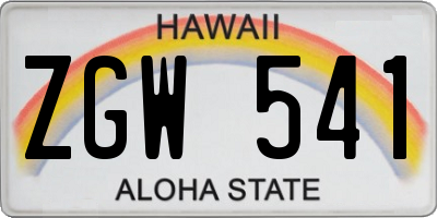 HI license plate ZGW541