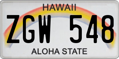 HI license plate ZGW548