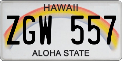 HI license plate ZGW557