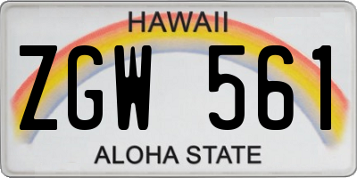 HI license plate ZGW561