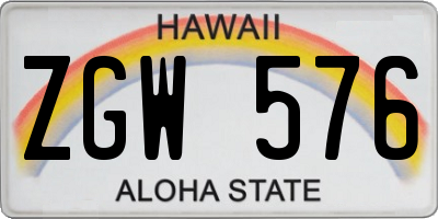 HI license plate ZGW576