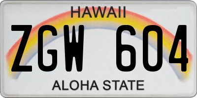 HI license plate ZGW604