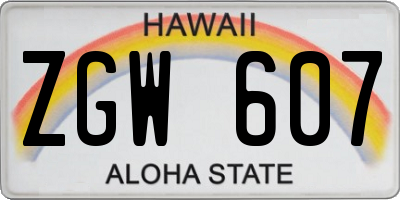 HI license plate ZGW607
