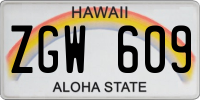 HI license plate ZGW609