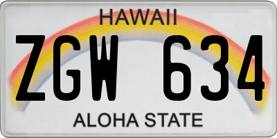 HI license plate ZGW634