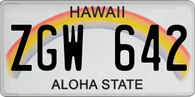 HI license plate ZGW642