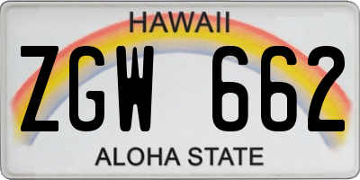 HI license plate ZGW662