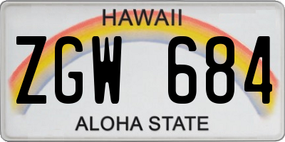 HI license plate ZGW684