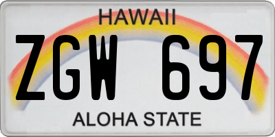 HI license plate ZGW697