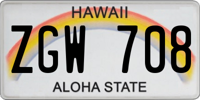 HI license plate ZGW708