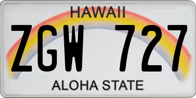 HI license plate ZGW727