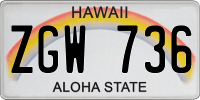 HI license plate ZGW736