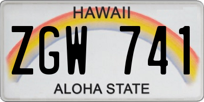 HI license plate ZGW741