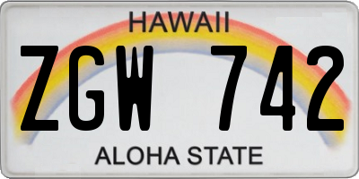 HI license plate ZGW742