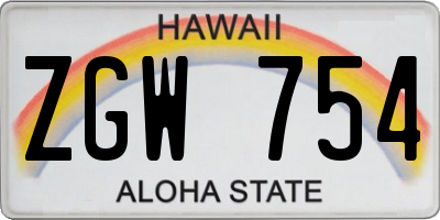 HI license plate ZGW754