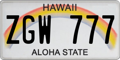 HI license plate ZGW777