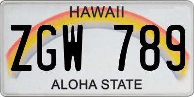 HI license plate ZGW789