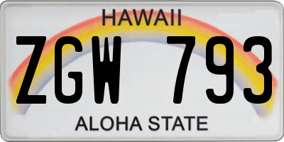 HI license plate ZGW793