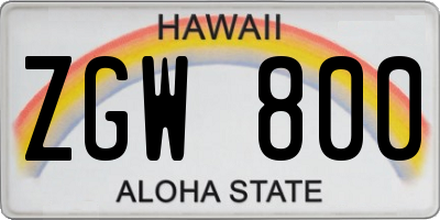 HI license plate ZGW800