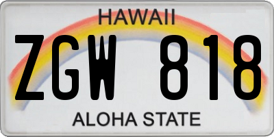 HI license plate ZGW818
