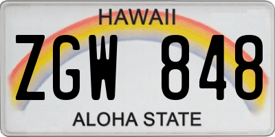 HI license plate ZGW848